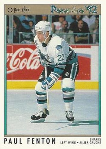 #187 Paul Fenton - San Jose Sharks - 1991-92 O-Pee-Chee Premier Hockey