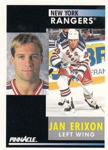 #187 Jan Erixon - New York Rangers - 1991-92 Pinnacle Hockey