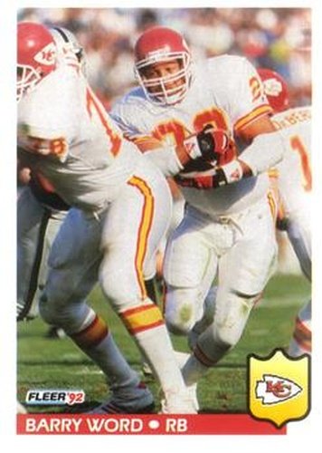 #187 Barry Word - Kansas City Chiefs - 1992 Fleer Football