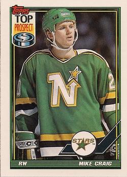 #187 Mike Craig - Minnesota North Stars - 1991-92 Topps Hockey
