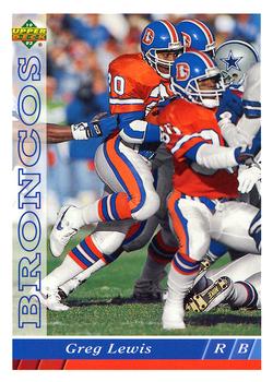 #188 Greg Lewis - Denver Broncos - 1993 Upper Deck Football