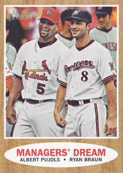 #18 Albert Pujols / Ryan Braun - St. Louis Cardinals / Milwaukee Brewers - 2011 Topps Heritage Baseball