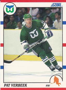 #18 Pat Verbeek - Hartford Whalers - 1990-91 Score Hottest and Rising Stars Hockey