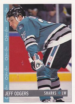 #190 Jeff Odgers - San Jose Sharks - 1992-93 O-Pee-Chee Hockey