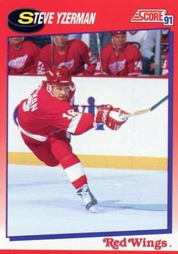 #190 Steve Yzerman - Detroit Red Wings - 1991-92 Score Canadian Bilingual Hockey
