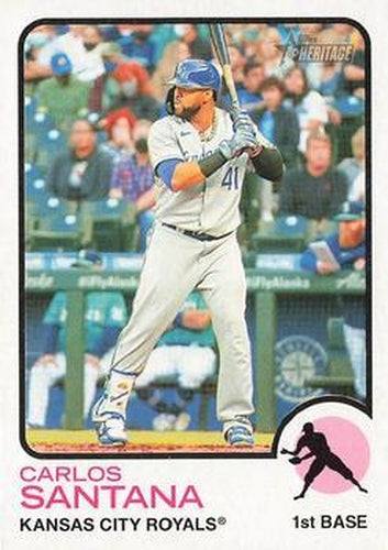 #191 Carlos Santana - Kansas City Royals - 2022 Topps Heritage Baseball