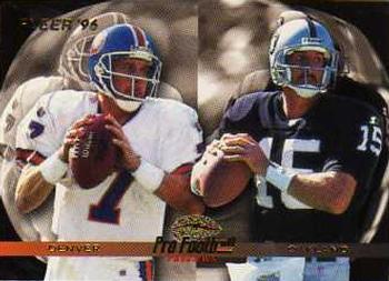 #191 John Elway / Jeff Hostetler - Denver Broncos / Oakland Raiders - 1996 Fleer Football