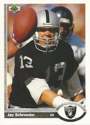 #191 Jay Schroeder - Los Angeles Raiders - 1991 Upper Deck Football