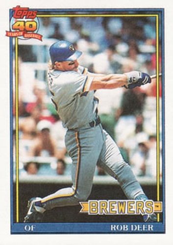 #192 Rob Deer - Milwaukee Brewers - 1991 Topps Baseball