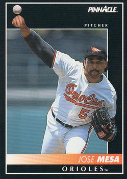 #496 Jose Mesa - Baltimore Orioles - 1992 Pinnacle Baseball