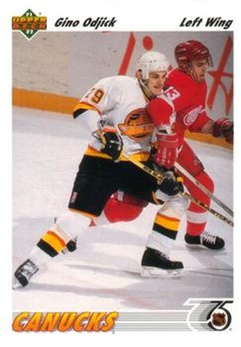 #195 Gino Odjick - Vancouver Canucks - 1991-92 Upper Deck Hockey