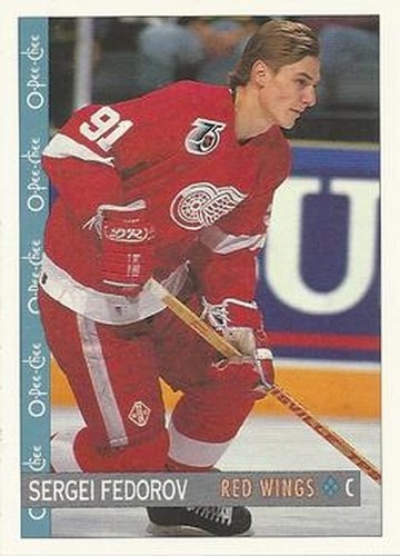 #195 Sergei Fedorov - Detroit Red Wings - 1992-93 O-Pee-Chee Hockey