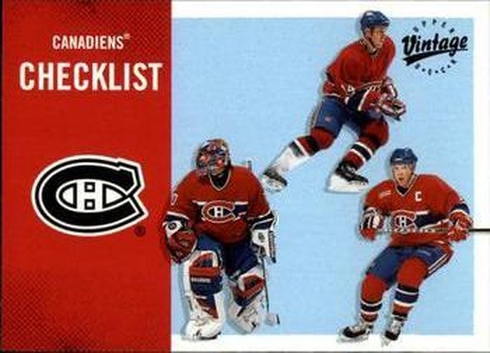 #196 Canadiens Checklist - Montreal Canadiens - 2000-01 Upper Deck Vintage Hockey