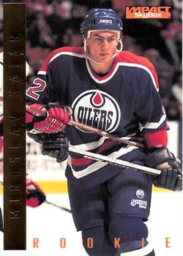 #197 Miroslav Satan - Edmonton Oilers - 1995-96 SkyBox Impact Hockey