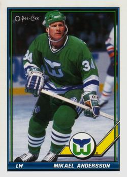 #197 Mikael Andersson - Hartford Whalers - 1991-92 O-Pee-Chee Hockey