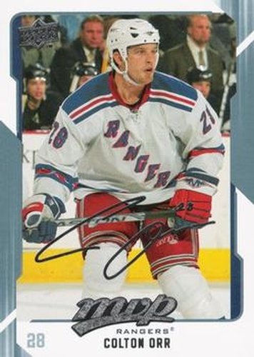 #197 Colton Orr - New York Rangers - 2008-09 Upper Deck MVP Hockey
