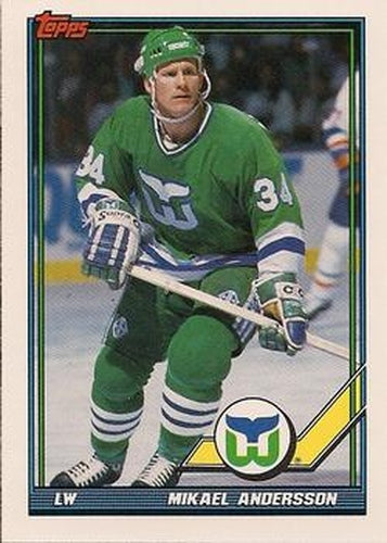 #197 Mikael Andersson - Hartford Whalers - 1991-92 Topps Hockey