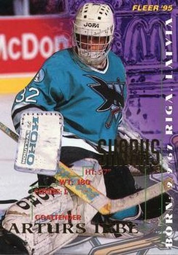 #197 Arturs Irbe - San Jose Sharks - 1994-95 Fleer Hockey