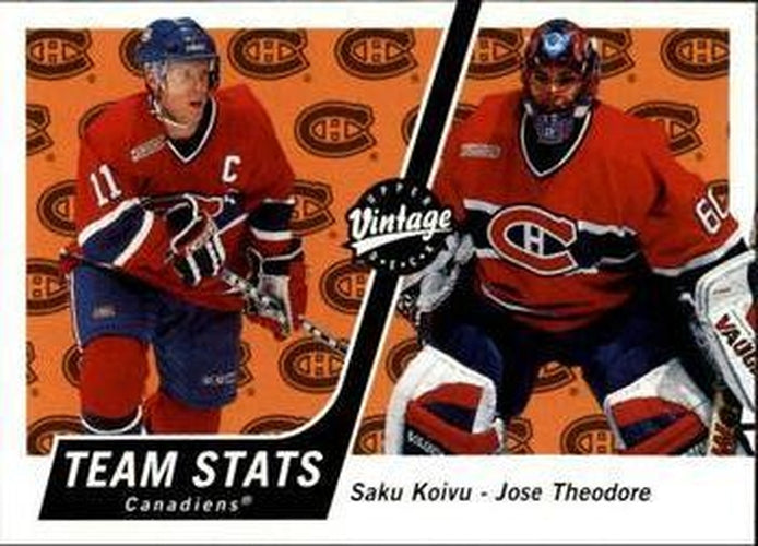#197 Saku Koivu / Jose Theodore - Montreal Canadiens - 2000-01 Upper Deck Vintage Hockey