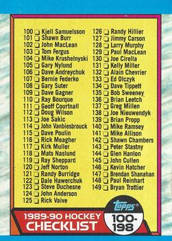 #198 Checklist 100-198 - 1989-90 Topps Hockey
