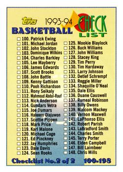#198 Checklist: 100-198 - 1993-94 Topps Basketball