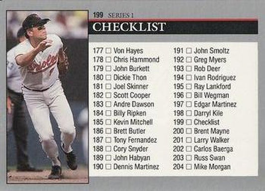 #199 Cal Ripken - Baltimore Orioles - 1992 Leaf Baseball