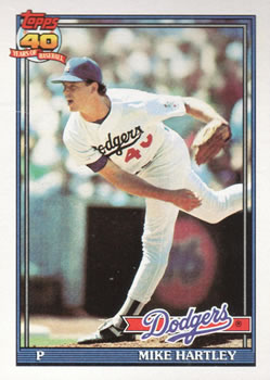 #199 Mike Hartley - Los Angeles Dodgers - 1991 Topps Baseball