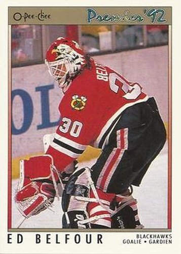 #19 Ed Belfour - Chicago Blackhawks - 1991-92 O-Pee-Chee Premier Hockey