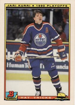 #19 Jari Kurri - Edmonton Oilers - 1990-91 Bowman Hockey - Hat Tricks