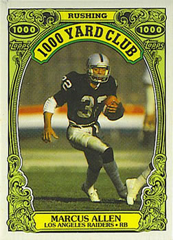 #1 Marcus Allen - Los Angeles Raiders - 1986 Topps Football - 1000 Yard Club