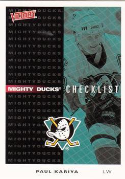 #1 Mighty Ducks Checklist - Anaheim Mighty Ducks - 1999-00 Upper Deck Victory Hockey