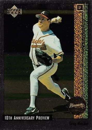 #1 Greg Maddux - Atlanta Braves - 1998 Upper Deck - 10th Anniversary Preview Baseball