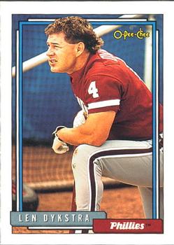 #200 Len Dykstra - Philadelphia Phillies - 1992 O-Pee-Chee Baseball