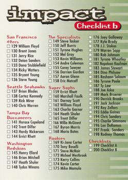 #200 Checklist B: 129-200 - 1995 SkyBox Impact Football