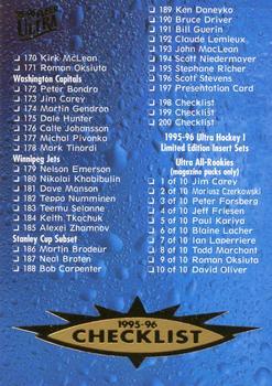 #200 Checklist: 170-200 - 1995-96 Ultra Hockey