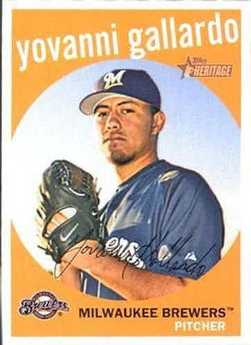 #200 Yovani Gallardo - Milwaukee Brewers - 2008 Topps Heritage Baseball