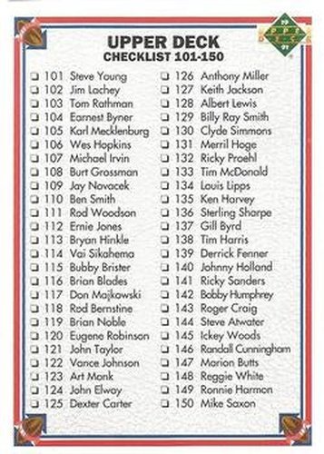 #200 Checklist 101-200 - 1991 Upper Deck Football