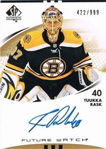 #201 Tuukka Rask - Boston Bruins - 2007-08 SP Authentic Hockey