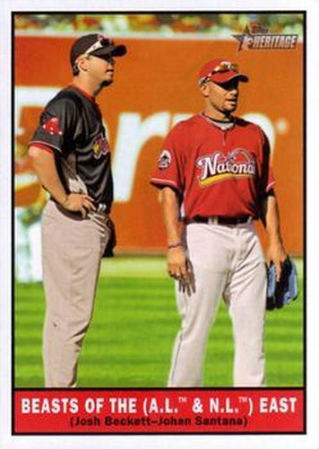 #201 Beasts of the A.L. & N.L. East Josh Beckett / Johan Santana - Boston Red Sox / New York Mets - 2010 Topps Heritage Baseball
