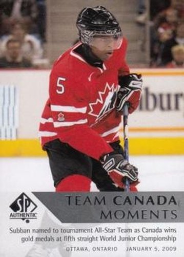 #201 P.K. Subban - Canada - 2012-13 SP Authentic Hockey