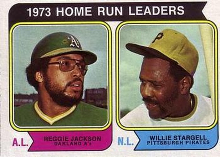 #202 1973 Home Run Leaders Reggie Jackson / Willie Stargell - Oakland Athletics / Pittsburgh Pirates - 1974 Topps Baseball