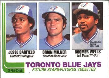 #203 Blue Jays Future Stars Jesse Barfield / Brian Milner / Boomer Wells - Toronto Blue Jays - 1982 O-Pee-Chee Baseball