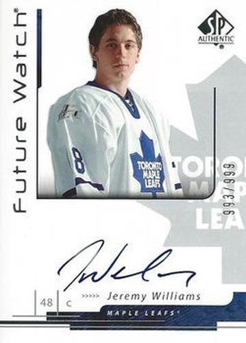 #204 Jeremy Williams - Toronto Maple Leafs - 2006-07 SP Authentic Hockey