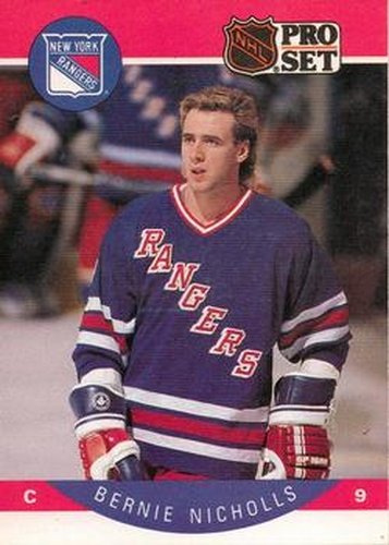 #204 Bernie Nicholls - New York Rangers - 1990-91 Pro Set Hockey