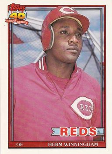#204 Herm Winningham - Cincinnati Reds - 1991 O-Pee-Chee Baseball