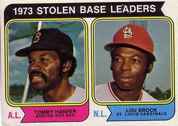 #204 1973 Stolen Base Leaders Tommy Harper / Lou Brock - Boston Red Sox / St. Louis Cardinals - 1974 Topps Baseball