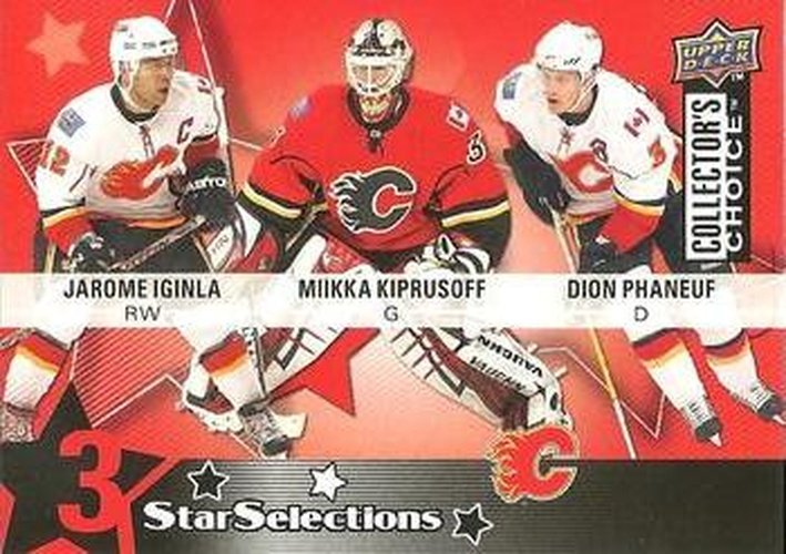 #205 Jarome Iginla / Miikka Kiprusoff / Dion Phaneuf - Calgary Flames - 2009-10 Collector's Choice Hockey