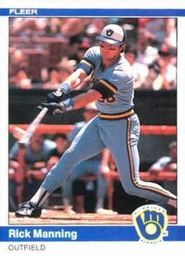 #205 Rick Manning - Milwaukee Brewers - 1984 Fleer Baseball