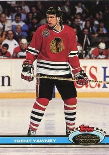 #205 Trent Yawney - Chicago Blackhawks - 1991-92 Stadium Club Hockey