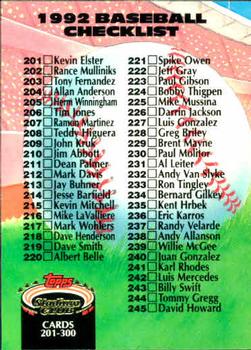 #300 Checklist: 201-300 - 1992 Stadium Club Baseball